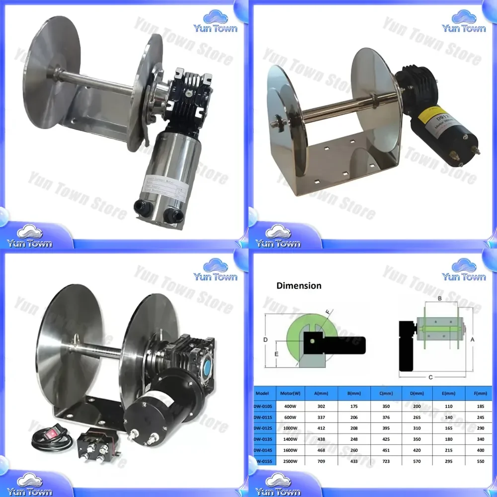 for Marine Stainless Steel Yacht Electric Rope Winch Remote Drum Anchor Windlass for Boats RVs Trailers Marine Accessories