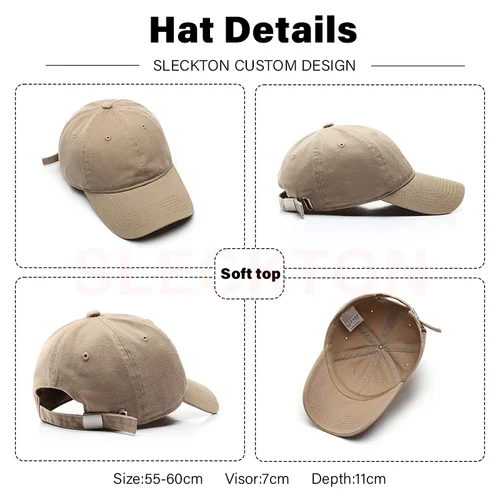 Imagen 2 del producto SLECKTON gorra de béisbol bordada con logotipo personalizado para mujeres y hombres imagen DIY estampado moda verano sombrero para el sol Unisex de alta calidad