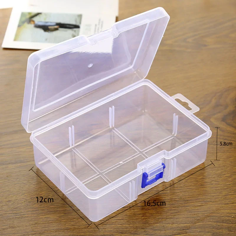 1Grid Storage Box Large-capacity Plastic Transparent Jewellry Sundries Small Items Case Container Square Rectangle Packaging Box