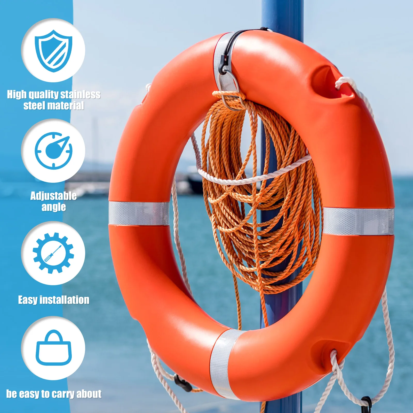 Horseshoe Life Buoys Swimming Ring Holder Boat Grade Stainless Steel 316 Ship Buoy Bracket Lifebuoy Bracket Durable Accessorie