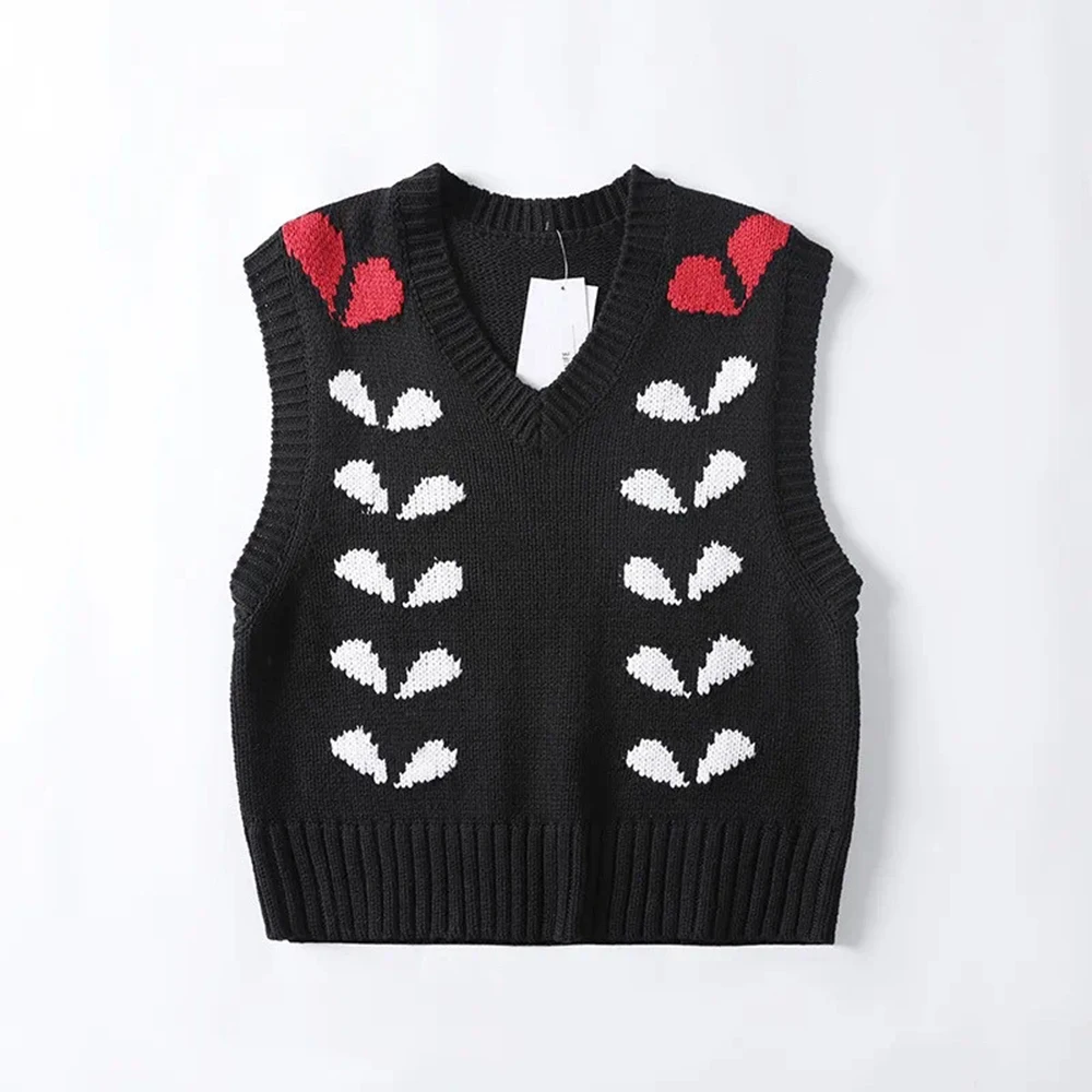 2026 Winter Men's Color-Block Knit Sleeveless Vest American Vintage Fashion Trend High Street Casual Loose Niche Men's Tops