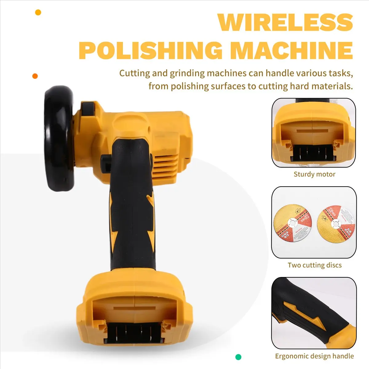 

Мини-угловая шлифовальная машина A78I, 3-дюймовая аккумуляторная полировальная машина, режущая шлифовальная машина + 2 режущих диска, электроинструмент для батареи 18 В