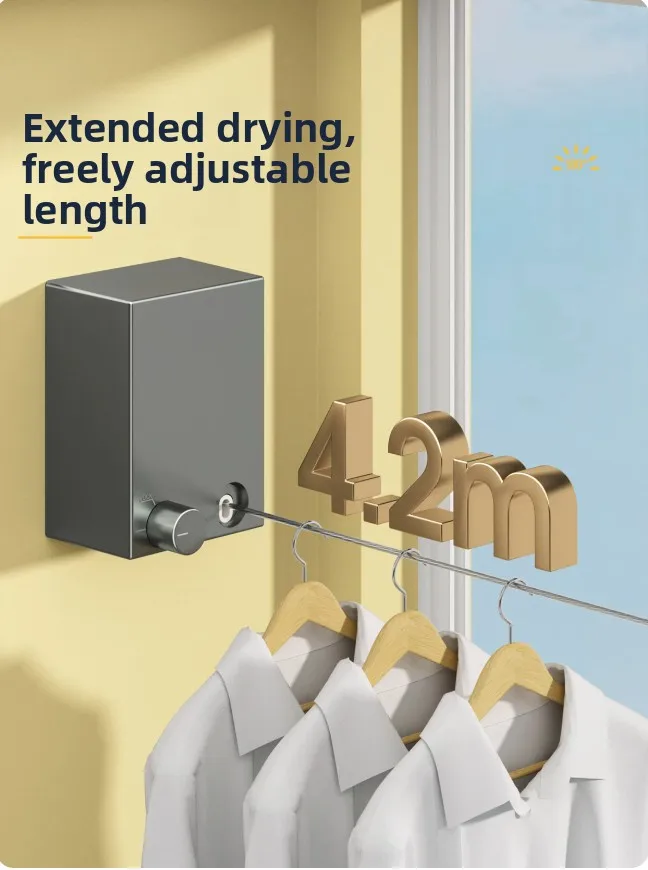 Invisible clothesline indoor non-punching shrinkage steel wire drying rack bathroom balcony telescopic hanging clothes artifact