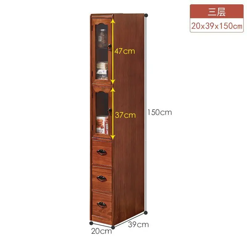 Narrow Solid Wood Side Cabinet Slim Storage Unit for Living Room Kitchen Gap Filler Wine Rack Wall Mounted Cupboard Organizer