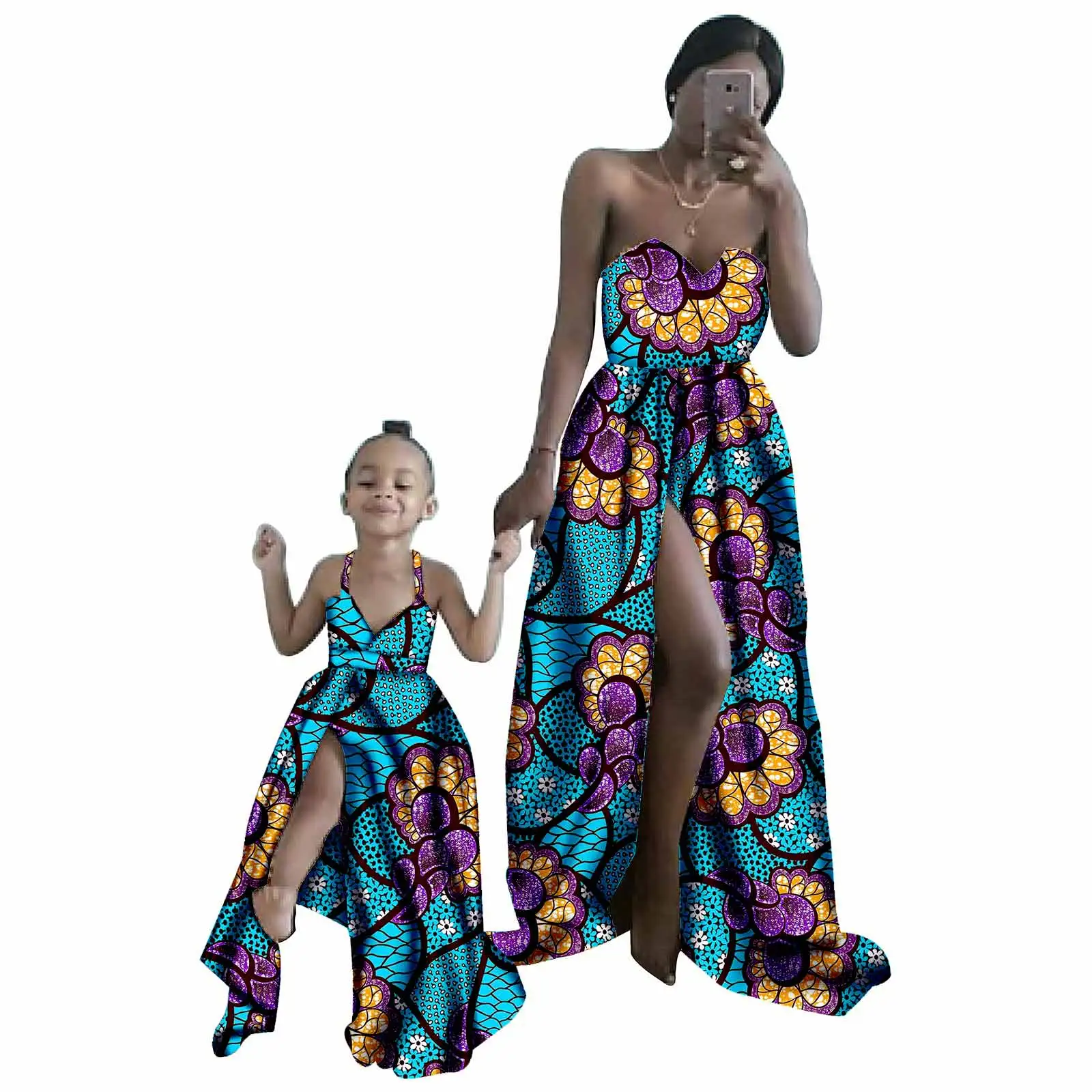 African Print Dresses for Women and Girl for Party Wedding Evening Outfits Wax Attre Dashiki Dress Plus Size AFRIPRIDE S20F002