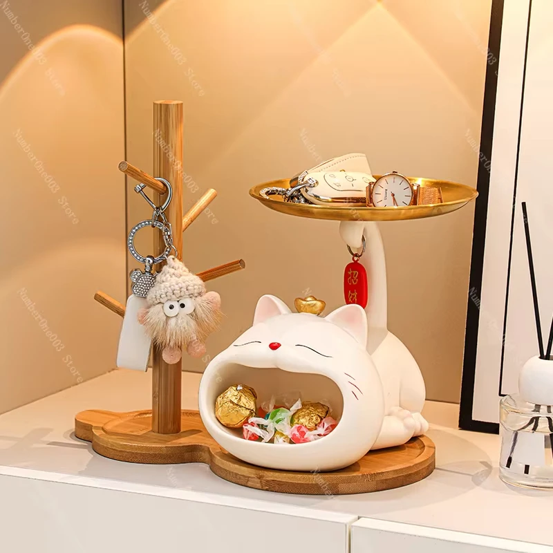 Rack de armazenamento de entrada Maneki-neko coloca chaves nas decorações da porta