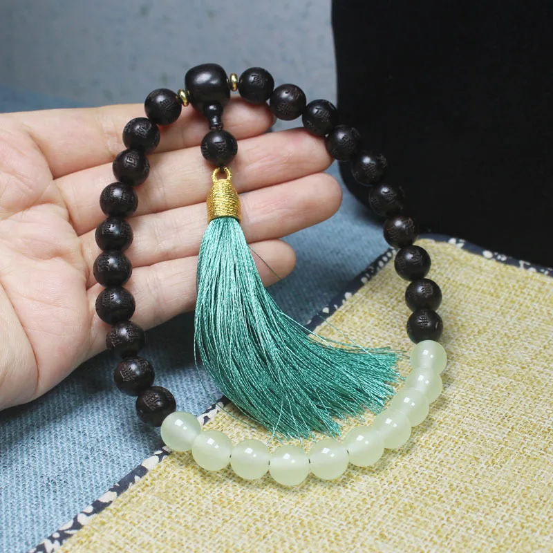Black Sandalwood Car Hanging Namo Amitabha 10mm Engraved with 10mm Luminous Beads Handheld Car Hanging Car Pendant Gifts