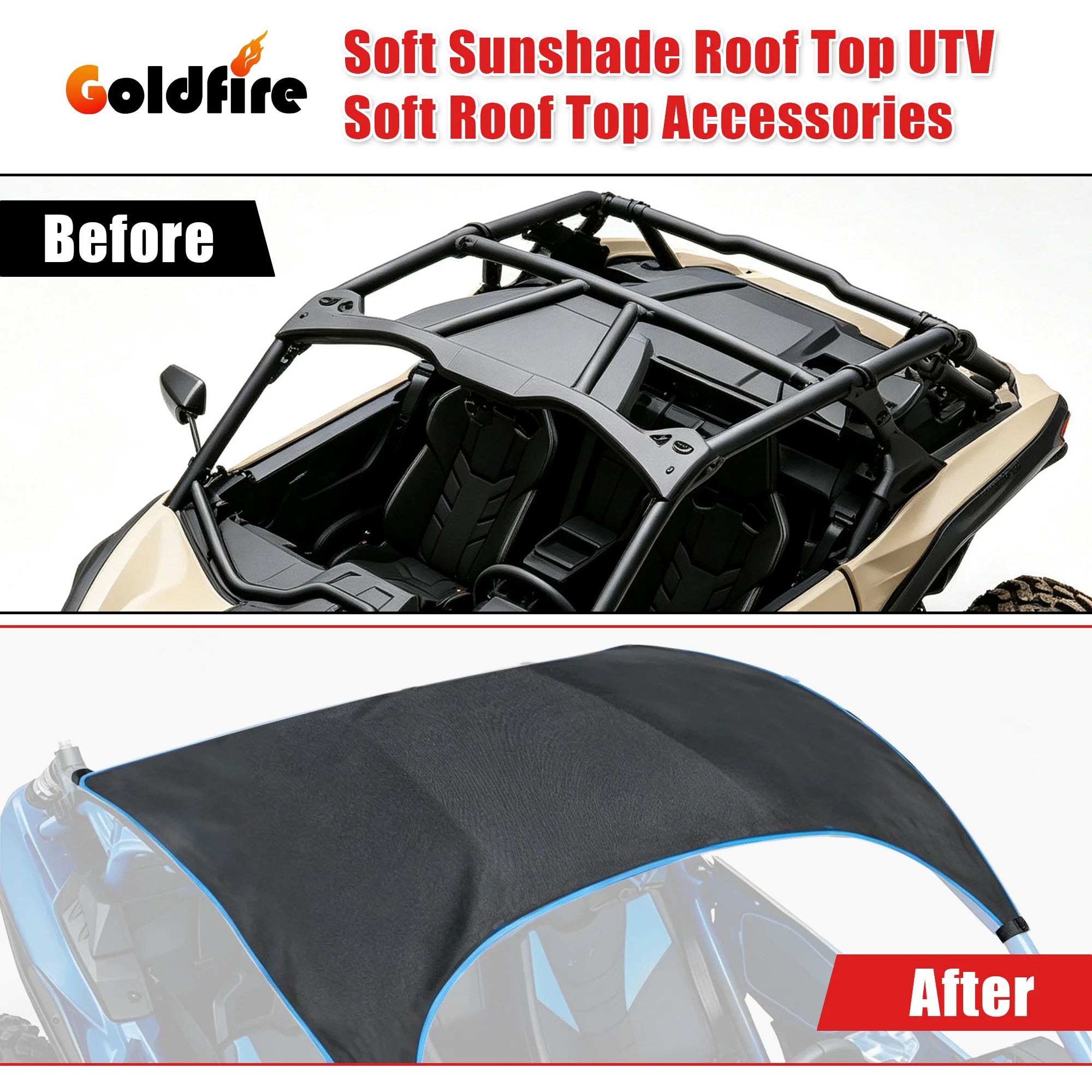 Blue Soft Top for Can-Am Maverick X3 2-Dr 2017-2023 – Waterproof Canvas Roof Cover with UV Sunshade Heavy-Duty UTV Cab Accessory