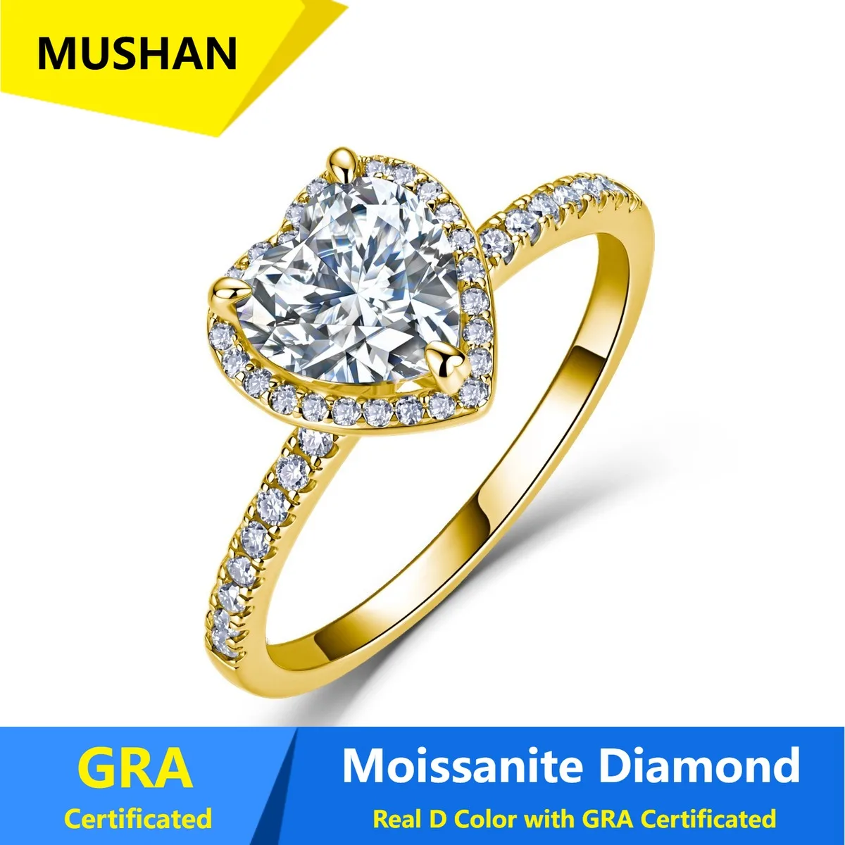 MUSHAN Luxury Jewelry 925 Sterling Silver Ring Band Women GRA Certificated Moissanite Diamond Emerald D Color Rings Fine Jewelry