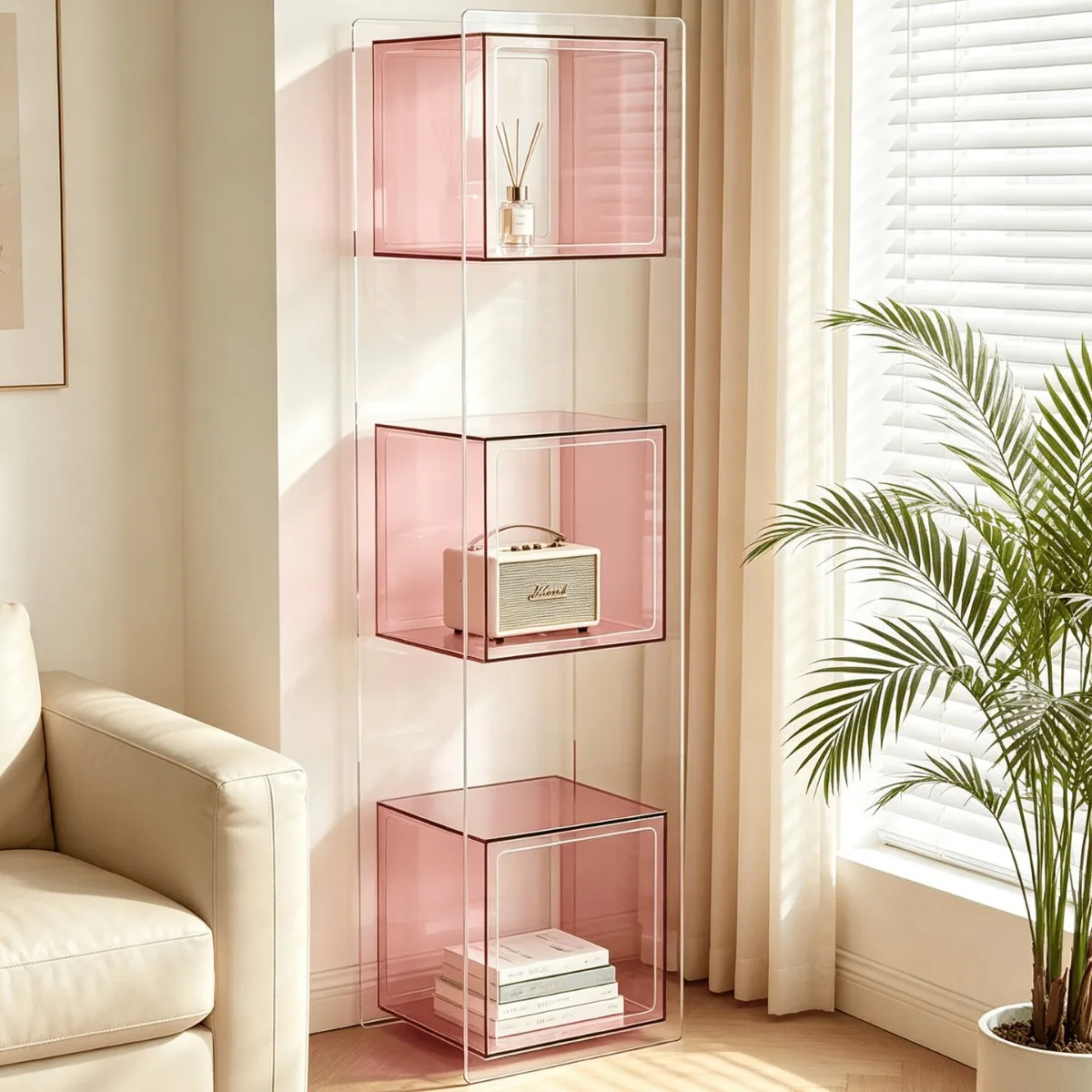 Acrylic Display Cabinet Bedroom Cosmetics Storage Perfume Shelf Dopamine Figure Blind Box Display Rack
