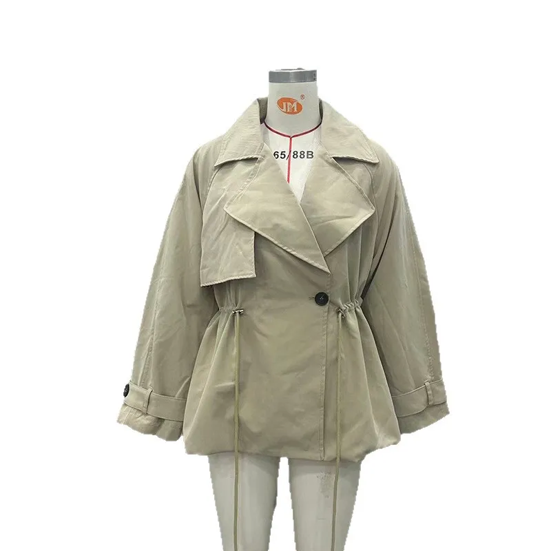 2026 women's summer new French European and American high-end casual adjustable waist short trench coat