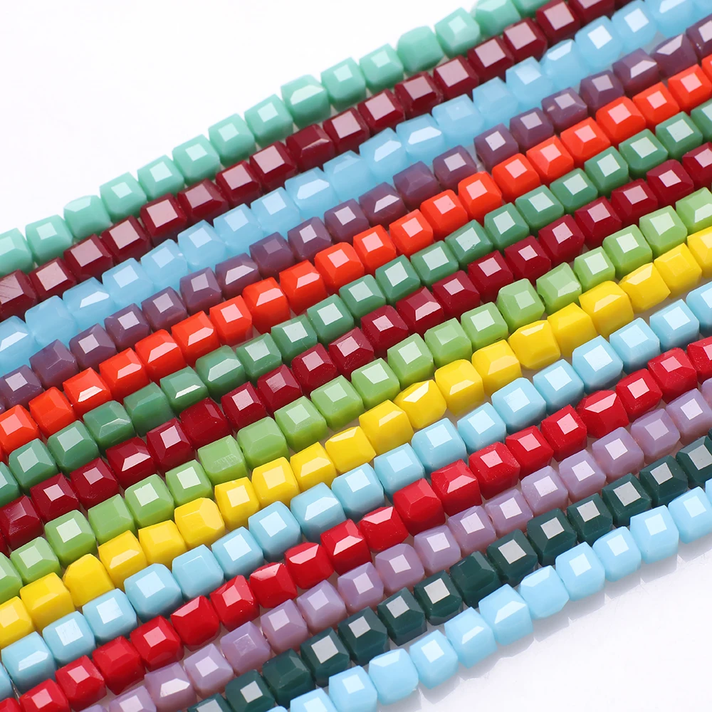 95Pcs/Lot 6mm Czech Glass Square Faceted Crystal Cube Loose Beads For DIY Making Jewelry Needlework Accessories Dropshipping