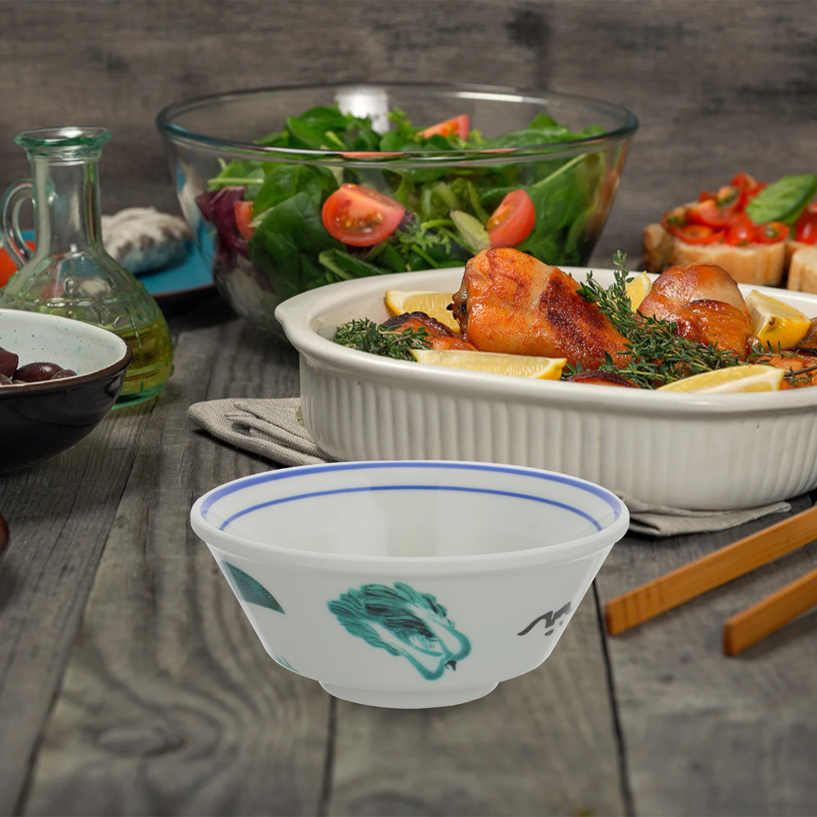 

1pc Vintage Chicken Retro Rice Bowl For Home Restaurant Use Food Serving Bowl Soup Container Kitchen Dining Set