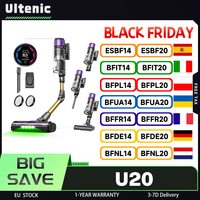 Ultenic U20 Cordless Stick Vacuum, 55,000Pa Suction, 1.5L Dustbin, 7-Stage Filtration, 60-Min Runtime, 65cm Bendable Wand