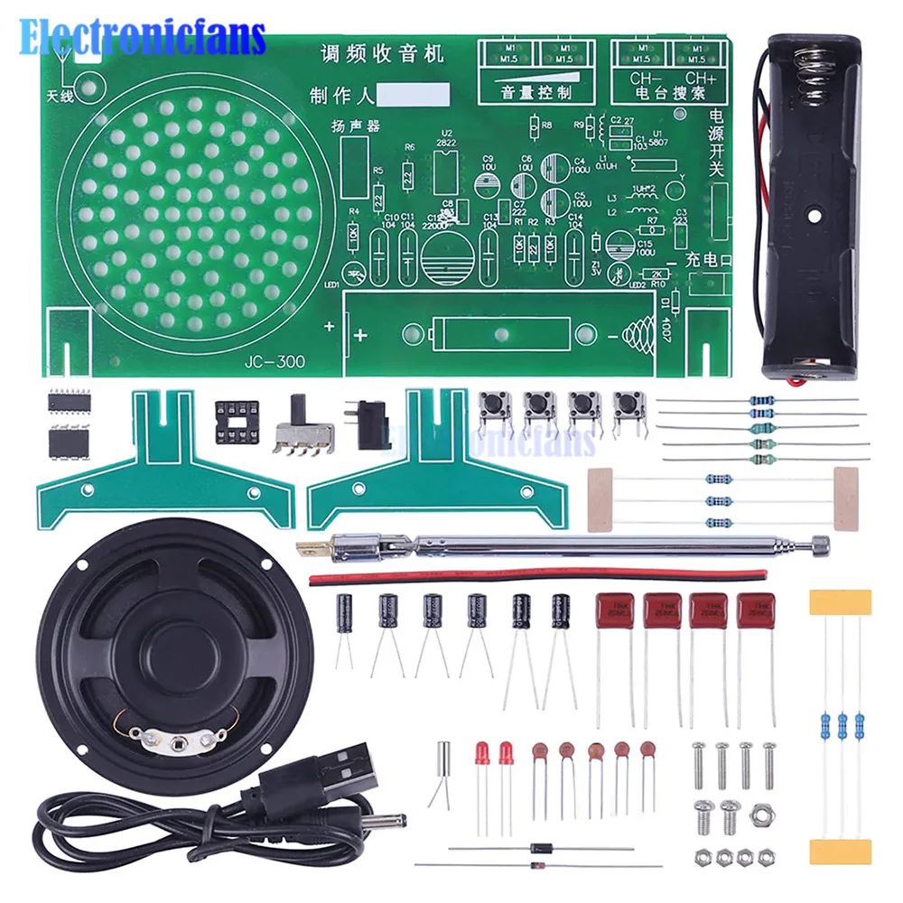 RDA5807FP FM Radio DIY Kit 65-108MHz Frequency Modulation FM Radio Receiver TDA2822 Power Amplifier Module Auto Searching