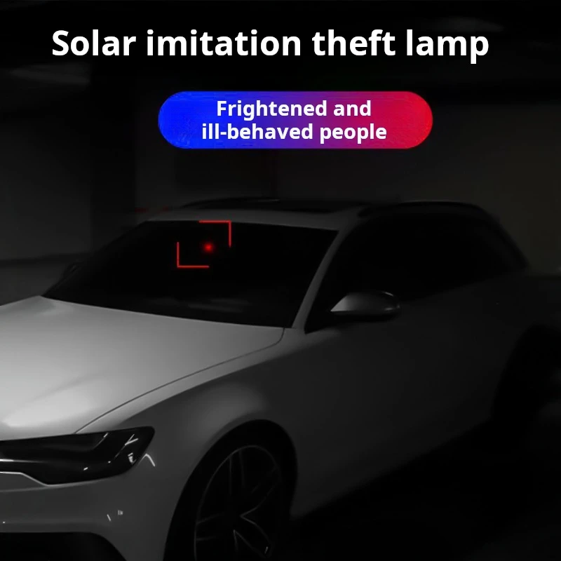 Car Solar Powered Wireless Anti-Theft Caution Lamp LED Flashing Light LED Alarm Fake Anti-theft Decorative Light