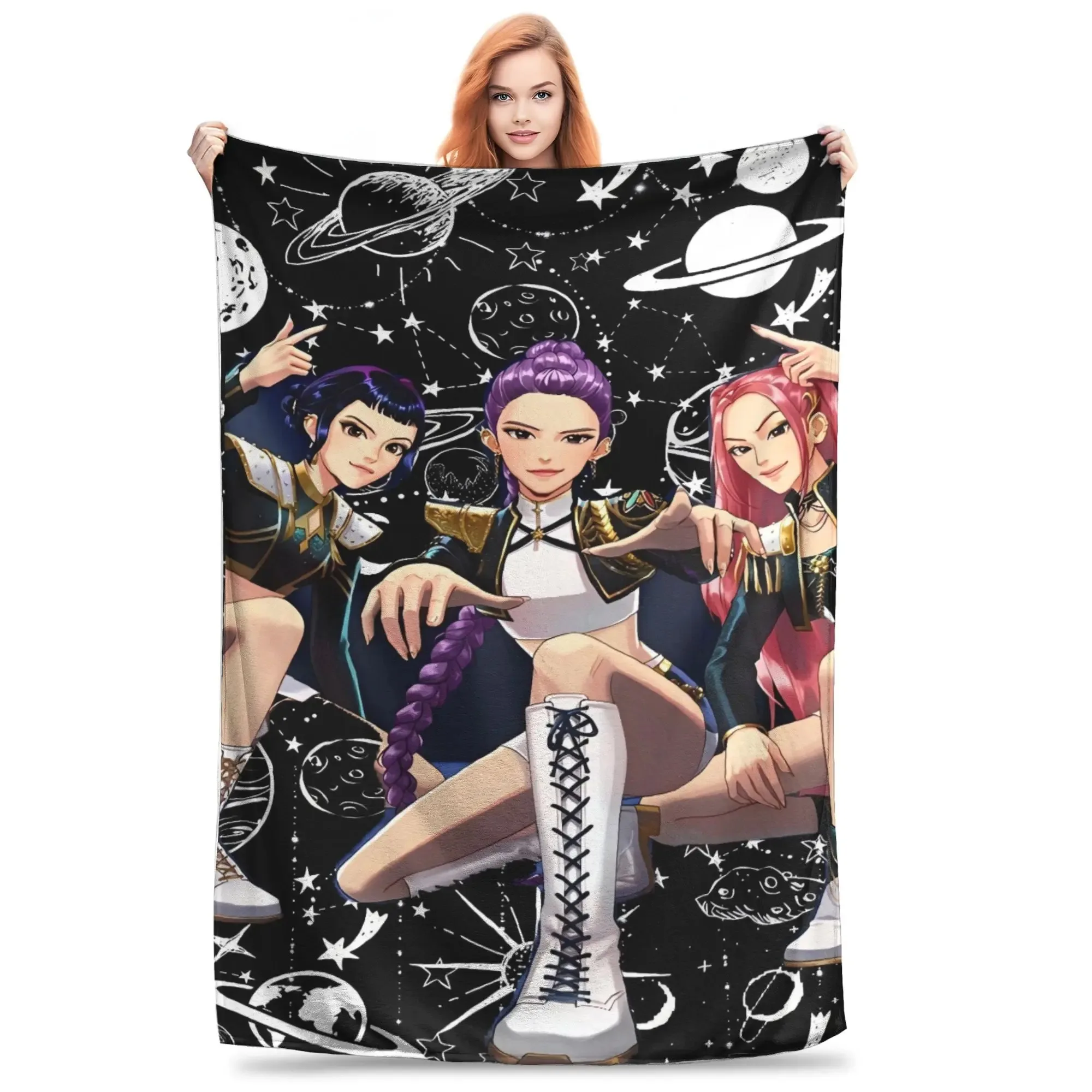 

Huntrix Plush Blanket Kids Adult Flannel Throw Blanket For Couch Chair Soft Design Quality Bedspread Gift Idea