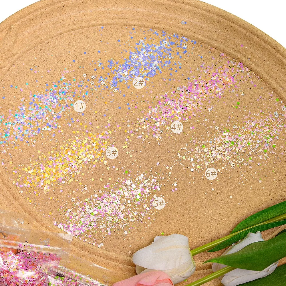 1 Bag Ultrathin Nail Sequin 3D Star/Flower/Round Shape Mixed Glitter Paillettes For Nails Wedding Confetti Slice Flakes #Net 10g