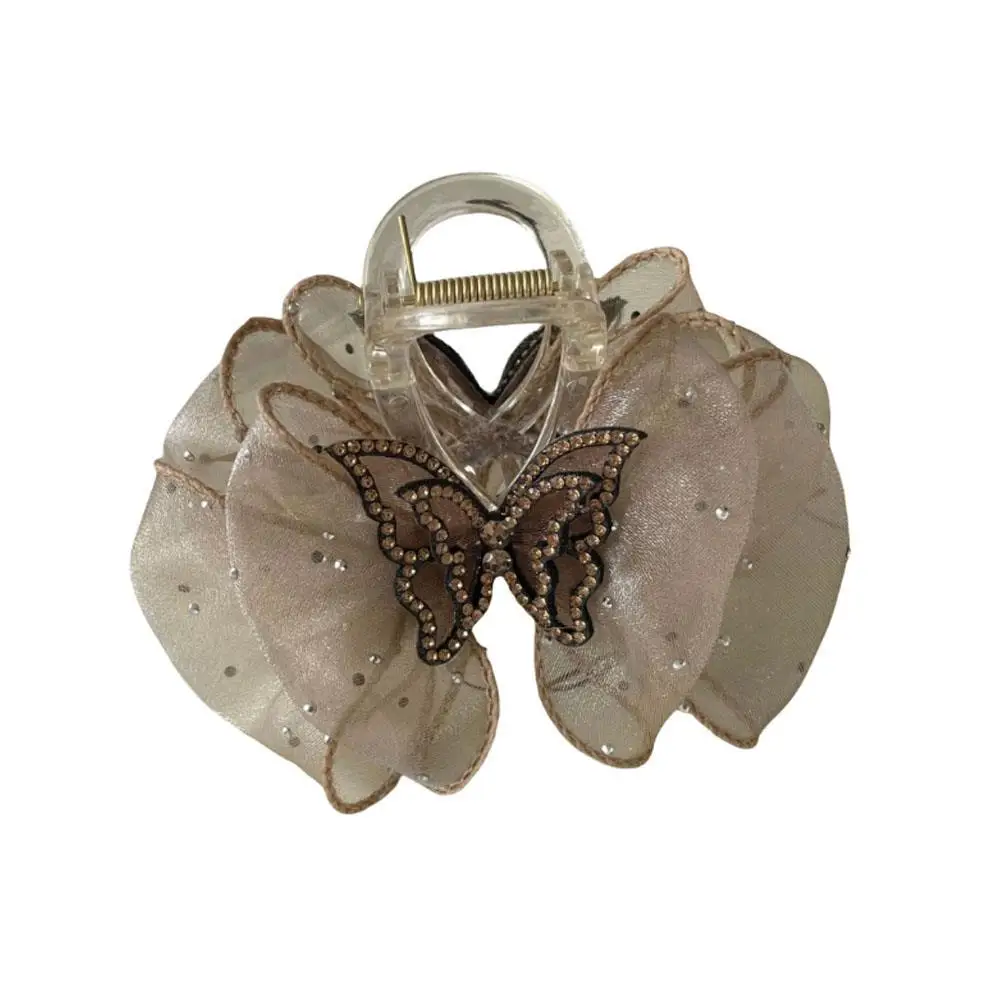 

New Large Chiffon Bow Hair Claw Hair Clip Double Layer Butterfly Mesh Bubble Shark Clips Clamps Accessories Women Hairpins