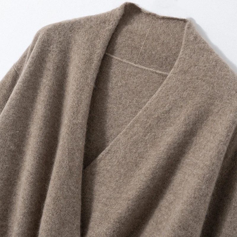 2024 Autumn New 100% Pure Cashmere Knitted Sweater High Quality Women V-Neck Pullovers Female Winter Fashion Clothes Girls Tops