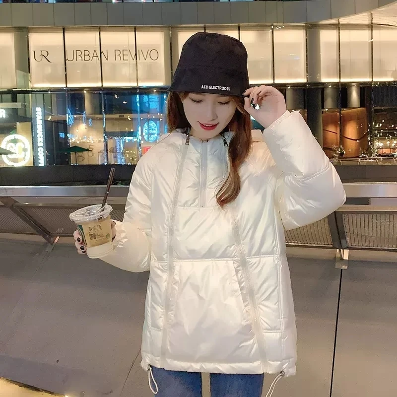 Women Loose Hooded Multi-zipper Puffer Jacket High Quality Cotton Outwear Casual Long Sleeve Winter Parkas