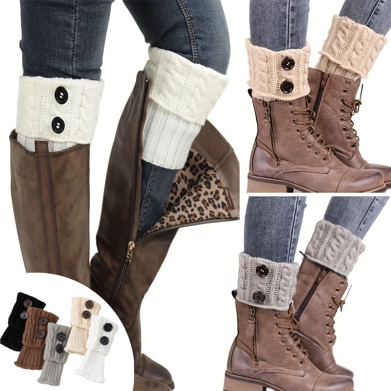 Women's Button Leg Warmers, Crochet Boot Cuff Socks, European American Short Socks, Warm Knitwear, Winter Stylish Stockings