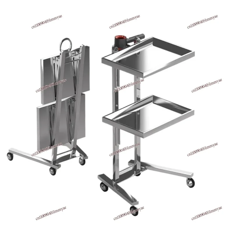 

Barber Shop Storage Trolley Stainless Steel Folding Hair Dyeing Barber Shop Perm Dyeing Trolley
