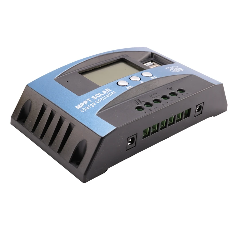 100A MPPT Solar Charge Controller Dual USB LCD Display 12V 24V Auto Solar Cell Panel Charger Regulator with Load