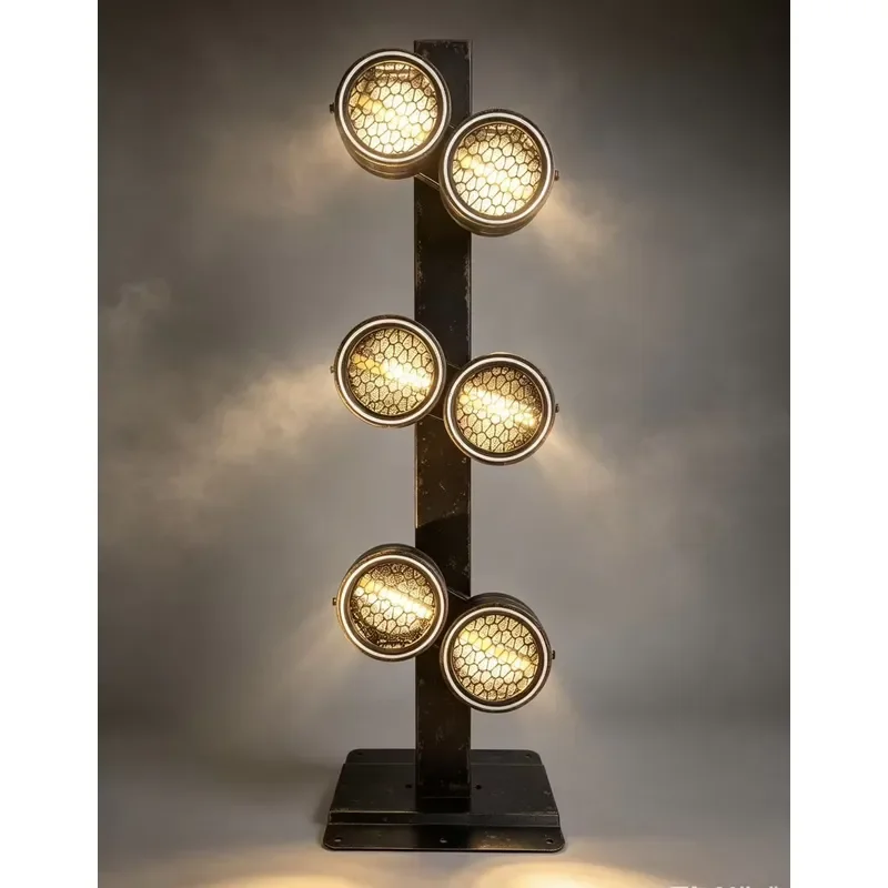 6Pcs 60W Rotatable Retro LED Stage Light | DMX512/Sound-Activated Controlled DJ Yellow Rotating Beam Aperture Ring Strobe
