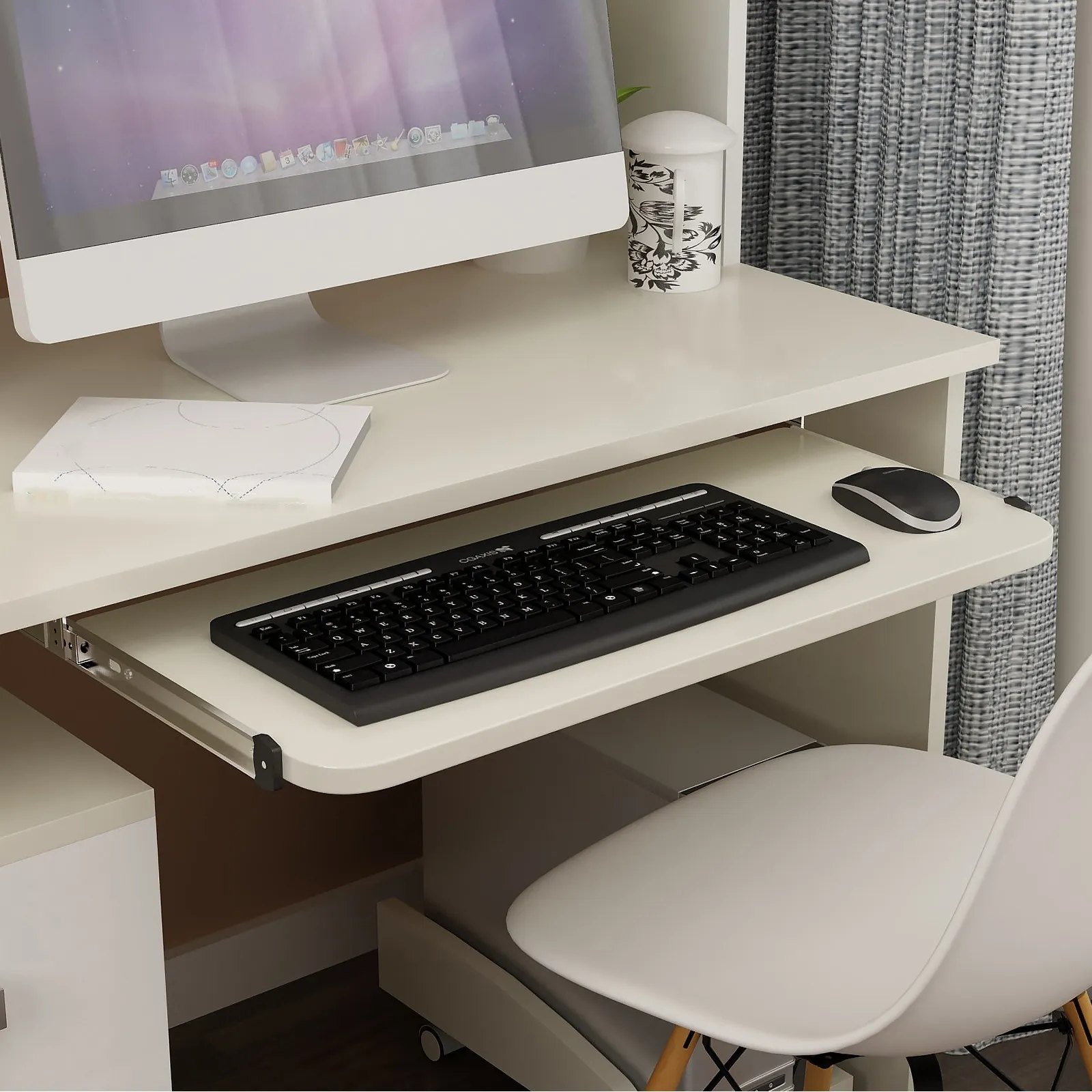 1Pair Computer Desk Keyboard Rail For Desk Keyboard Drawer Office Worker Heavy-duty Cold-rolled Steel Slide Rails