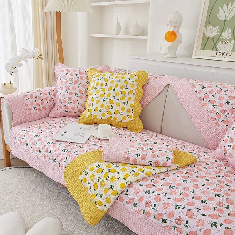 Jacquard Sofa Cushion Winter Thicken Soft Sofa Cover Towel Korean Style Floral Couch Cover Cat Cushion Plush Sofa Blanket