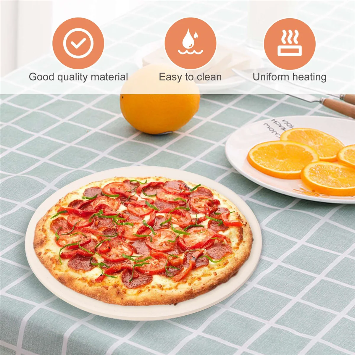 12 Zoll Keramik Pizza Stein Pizza Backstein/Pfanne, perfekt für Grill und Ofen-thermisch beständig und sicher