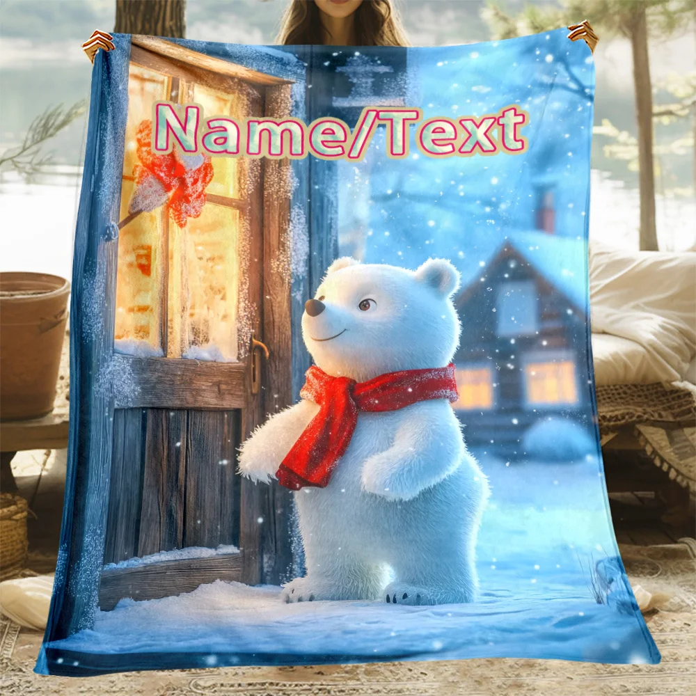 Personalized cute cartoon koala pattern flannel blanket - Soft and warm blanket suitable for all seasons