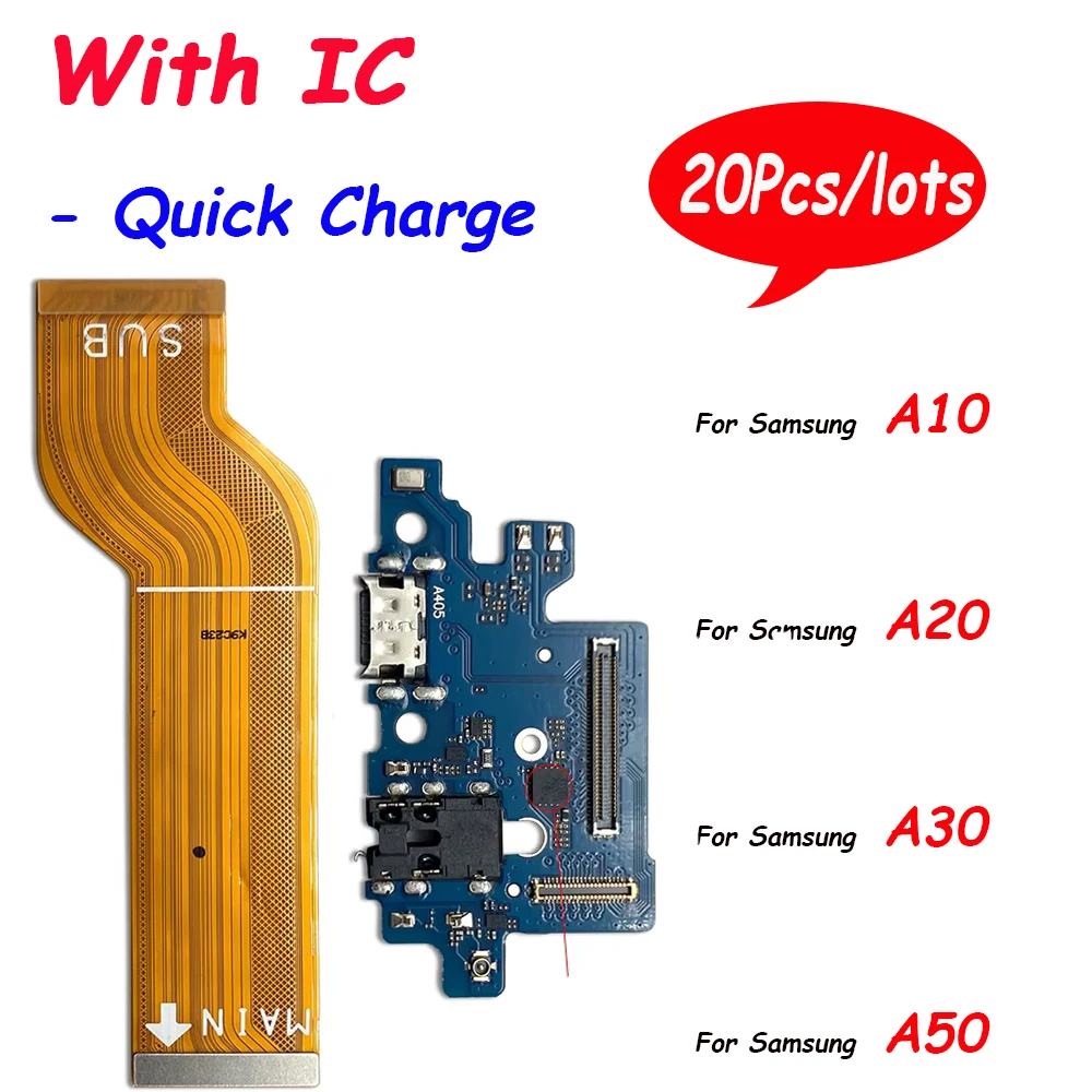 

20Pcs，Tested For Samsung A10 A20 A30 A40 A50 USB Port Charger Dock Plug Connector Charging Board FLex Cable Mic Microphone Board