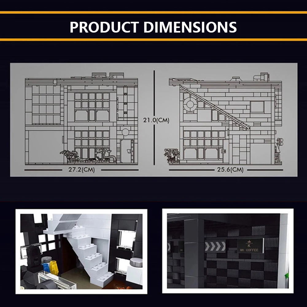 창의적인 도시 건축 거리 커피 하우스 빌딩 블록 조립 모델 조명 포함 DIY 교육용 퍼즐 장난감 선물