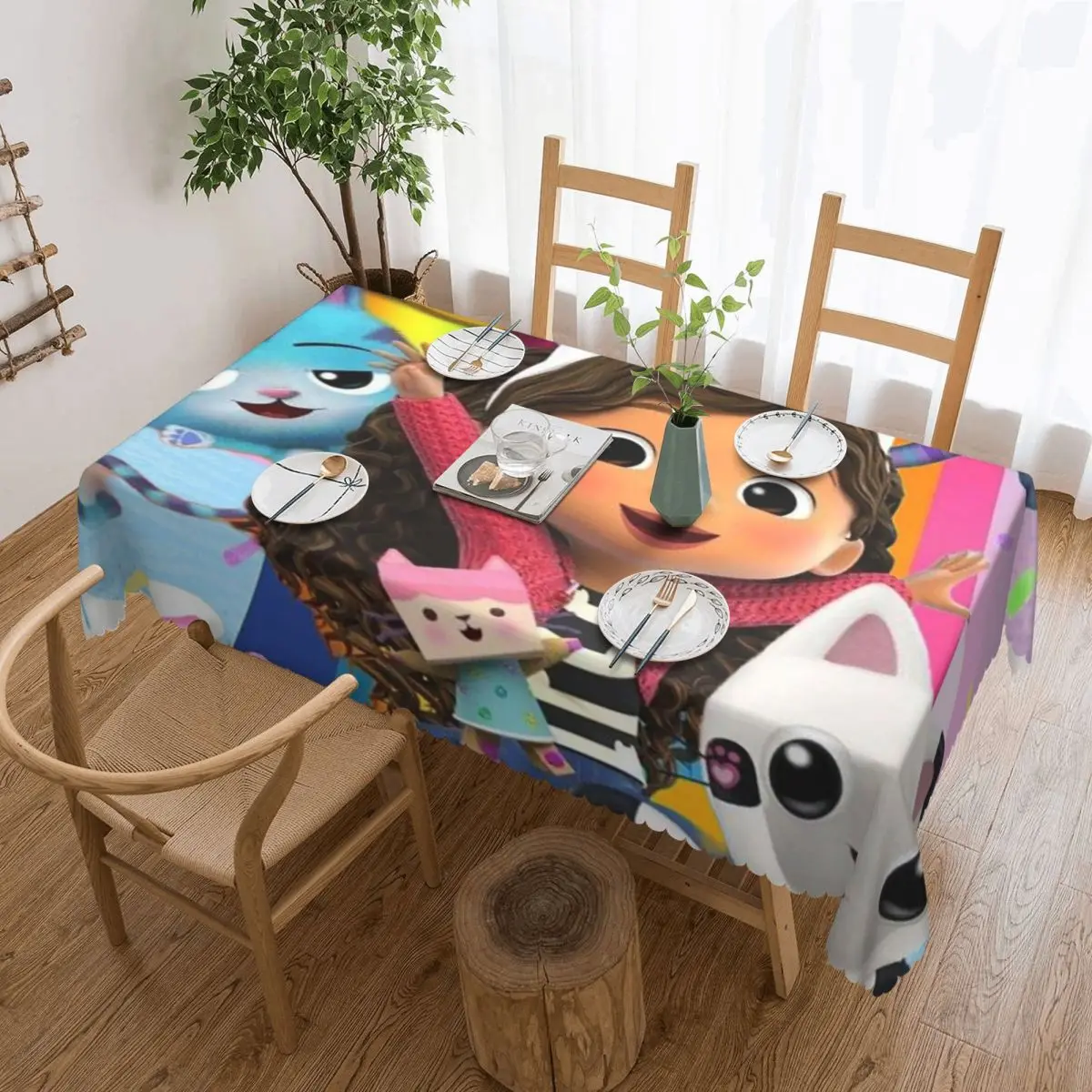 Gabbys Dollhouse Painel Gaby La Casa De Muneca Rectangular Tablecloth Waterproof Table Cover for Dining Events Table Cloth