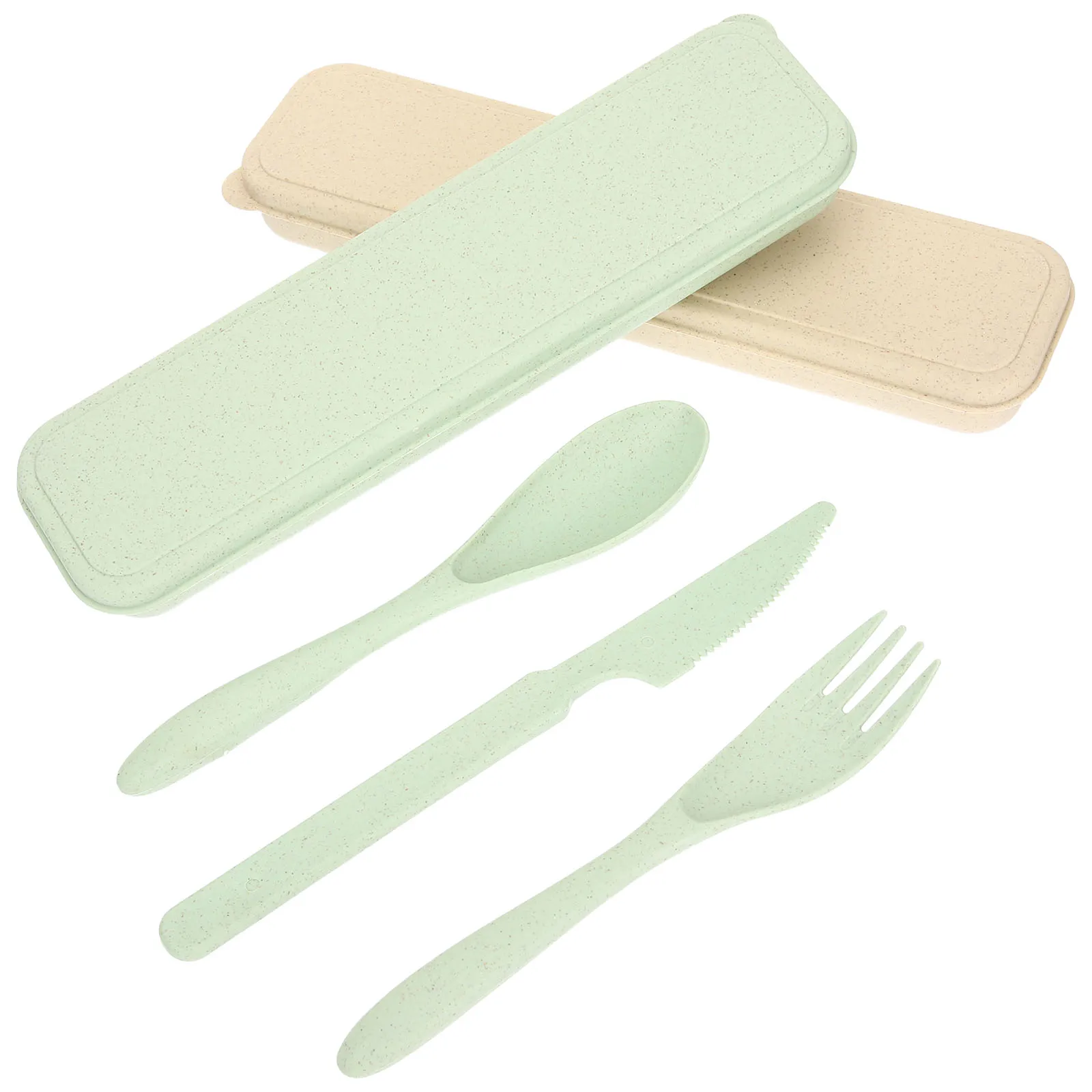 

2 set 2 Sets Portable Tableware Set Premium Cutlery Kit Smooth Edges Leakproof Storage Box Household Kitchen Camping Picnic