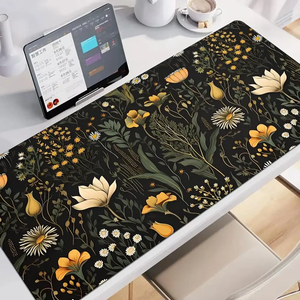 Alas Mouse Bunga Tanaman Vintage Alas Mouse Gaming Besar Anti-selip Aksesori Kantor Tablet Laptop Alas Permainan PC Mini