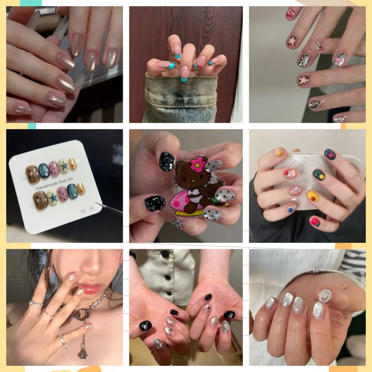 

10PCS New Short Square Oval Nail Handmade Nail Tips Cat Eye Fake Nails Wearable Stick-on Nails Full Cover False Nail Girl's Gift