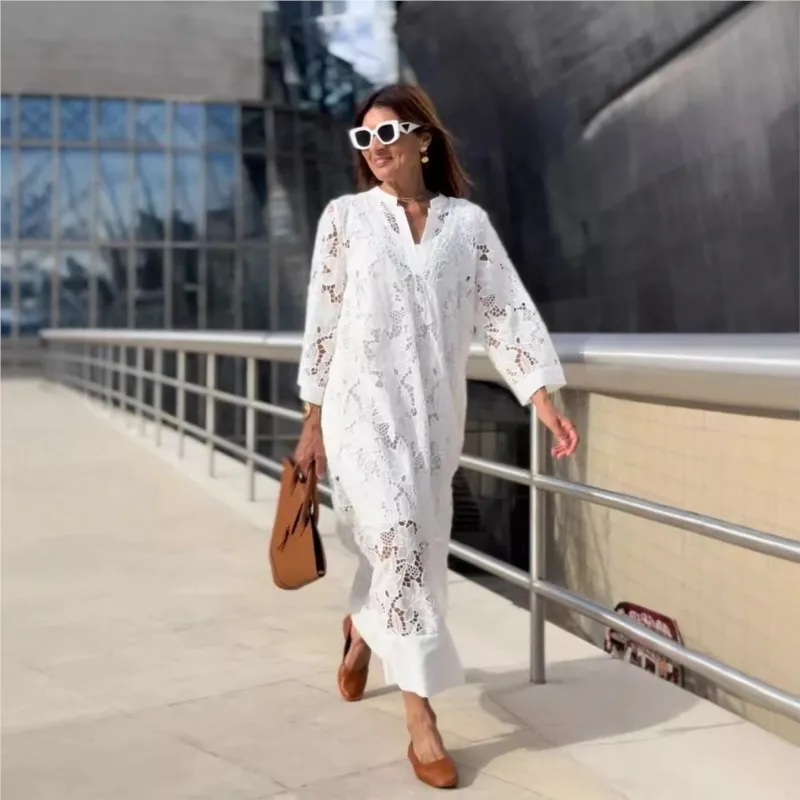 Summer White Dress For Woman 2025 Trendy Casual Beachwear Cover-ups Outfits New Boho Hippie Chic Long Maxi Dresses Elegant Party