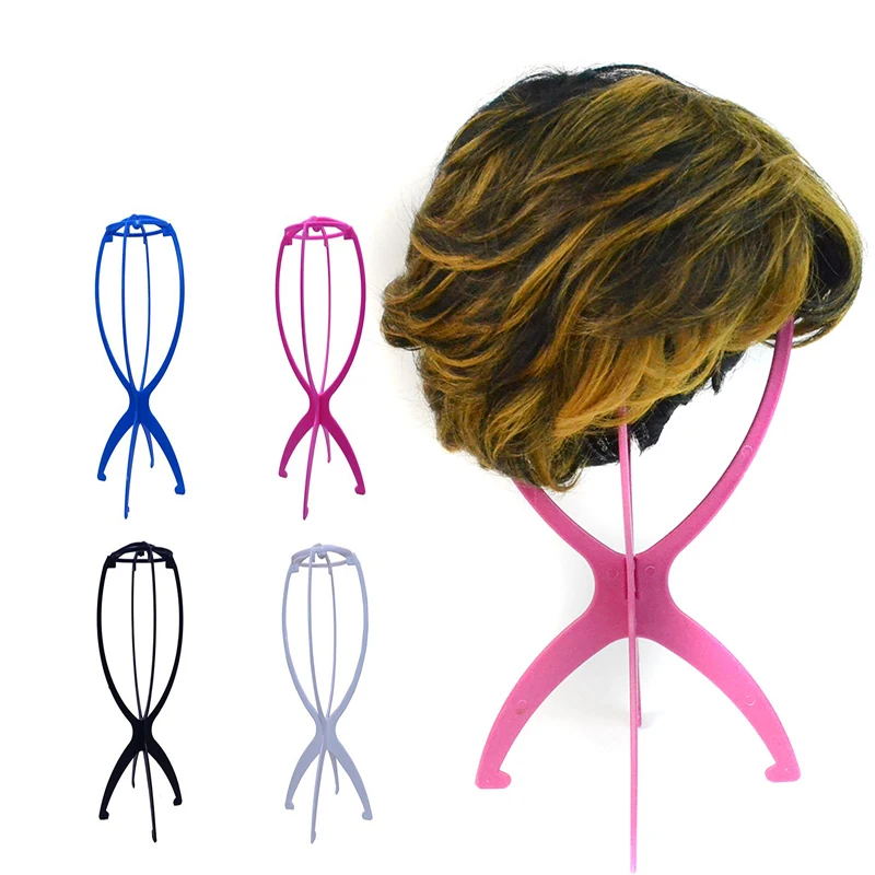 

Подставка для парика Складная прочная складная подставка для париков для однотонных париков - устойчивая заколка для волос и инструмент для демонстрации, держатель для наращивания волос