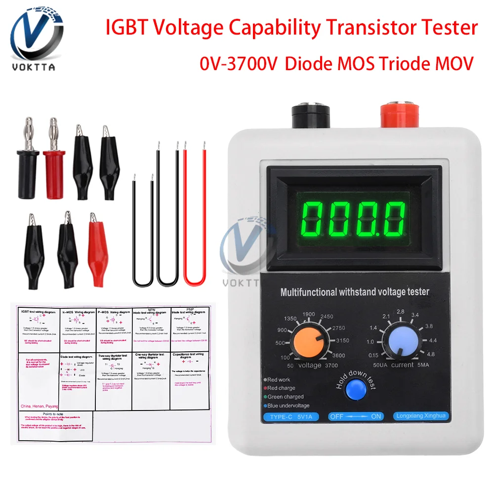 0V-3700V napięcie IGBT dioda Tester próbnik elektroniczny MOS trioda kondensator rezystor wytrzymuje Tester wyświetlacz LCD woltomierz multimetr