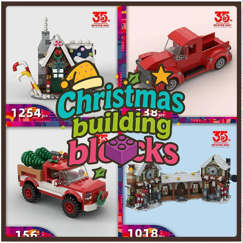

Motor Train, Sleigh, Reindeer, Santa's Stockings & Gingerbread in Village – 2025 Christmas Building Blocks Galore