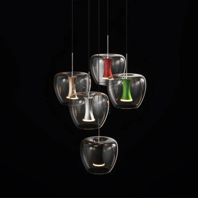 

Modern Design Apple Shaped Clear Glass Led Pendant Lights Fashion Dining Table Kitchen Interior Loft Decor Spots Hanging Lamp