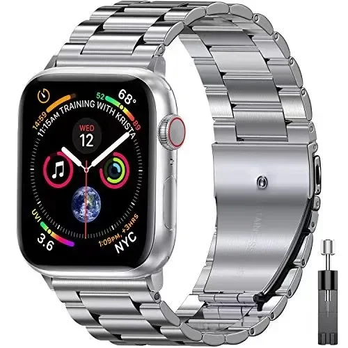 Edelstahl-Metallarmband für Apple Watch Ultra 3 49 mm 46/42 mm 45/41 mm 44 mm Faltschließe Armband iWatch 11 10 9 8 7 6 5 SE