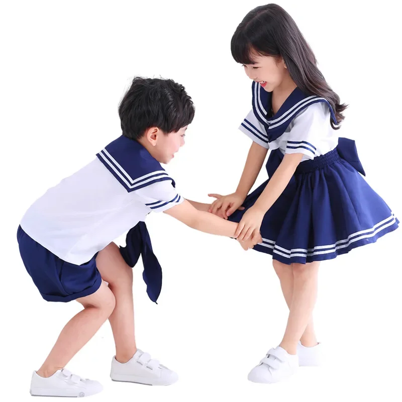 Girls Boys Halloween Party Cosplay Japanese Anime Navy Sailor Costume Uniform Kids Purim Fancy Dress Up Performance Costumes