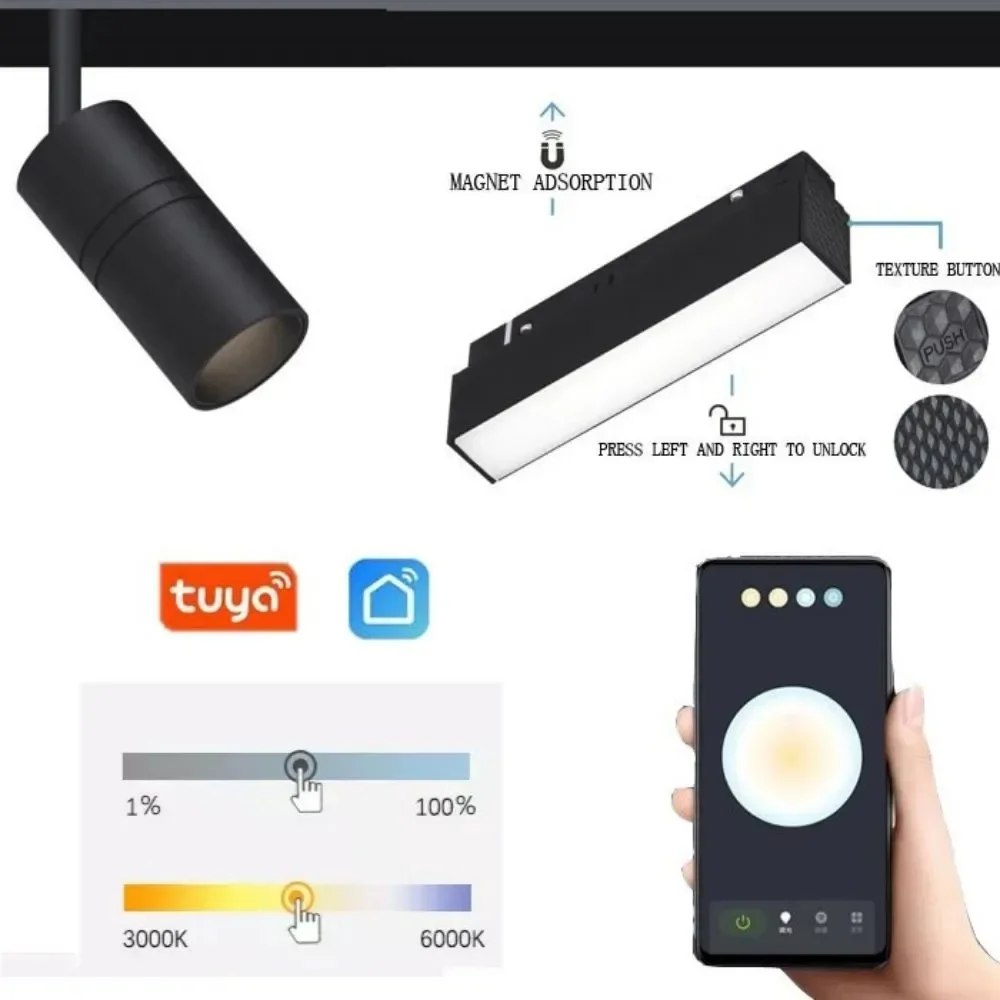 Imagem -04 - Modern Magnetic Track Light System Iluminação Interior Teto Led Rail Projector Spotlights sem Série Iluminação Principal Sala de Estar Dc48v