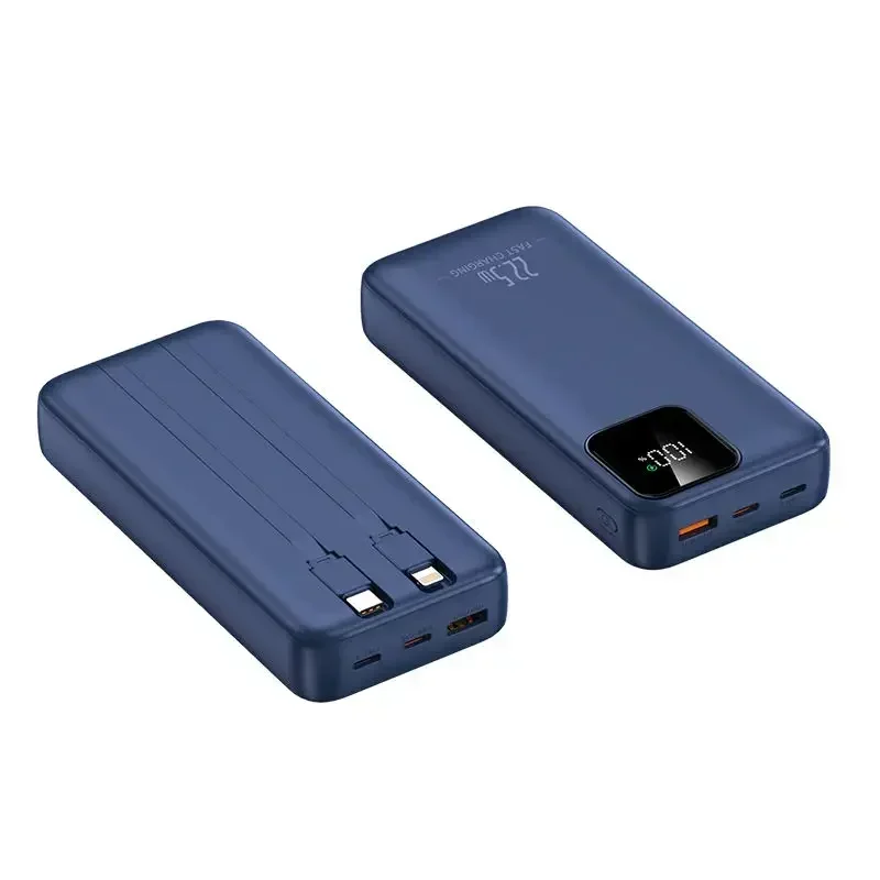 Portable 22.5W Fast Charging Power Bank 30000mAh  High Capacity External Battery Built-in Cable for IPhone Samsung Xiaomi Huawei