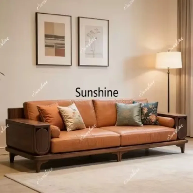 

New Chinese-style home hospitality B & B villa high-end furniture custom ash wood sofa