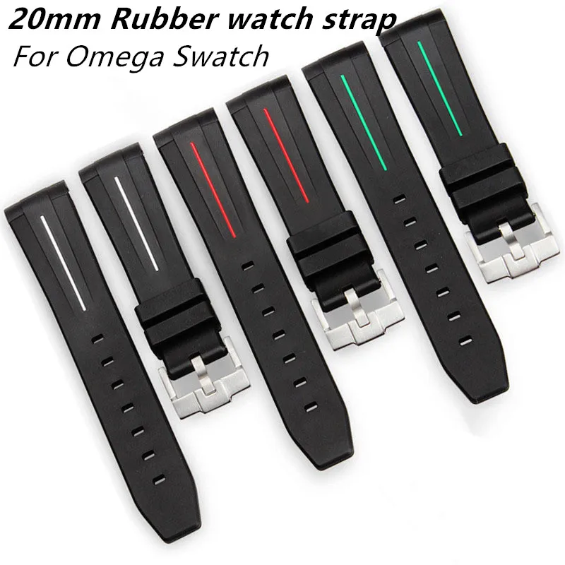 20mm Fashion Bracelet Acessories Men Women Universal Curved Rubber Watchband For Omega X Swatch Joint MoonSwatch Planet series